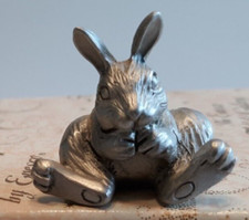 Pewter figurine rabbit 1" tall marked Port