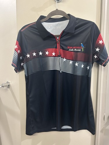 Antigua Margaritaville Lake Resort Polo Damen Large USA patriotisch Reißverschluss Kragen