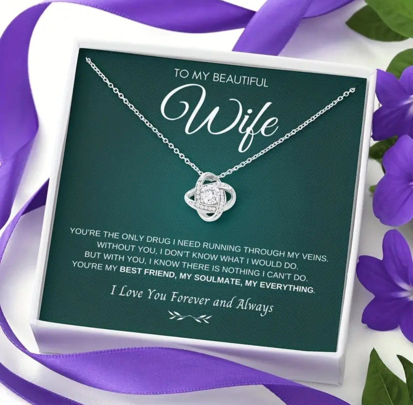 To My Beautiful Wife Heart Necklace, Birthday Gift For Wife, Christmas Gift