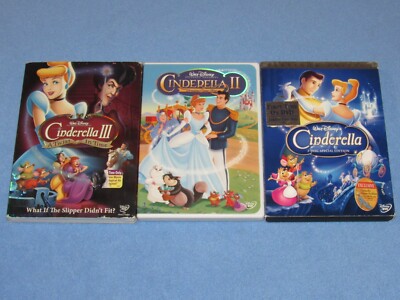 3 DVD Lot: Disney's CINDERELLA Trilogy (II: DREAMS COME TRUE~III