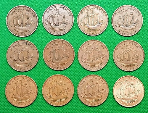 Lot of 12 UK Coins - Half Penny, Year 1938 to 1967 #6d - Picture 4 of 8
