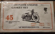 "45" Restoration Co. Complete Engine Gasket Set 45 For Solo & Servi Cars 1940-68