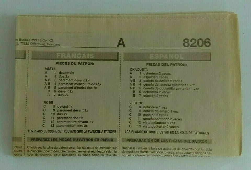 BURDA #8206 SIZES 8-20 MISSES' DRESS AND JACKET PATTERN UNCUT - Image 3 of 4