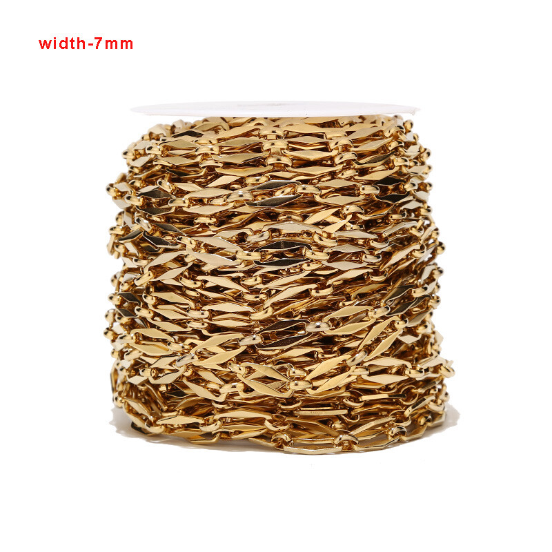 2Meters Stainless Steel 7mm Width Rolo Cable Chains Flat Wire Heavy ...