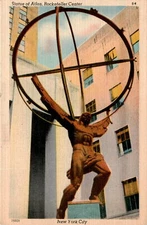 Statue of Atlas, Rockefeller Center, New York City, Radio City, Empire Postcard