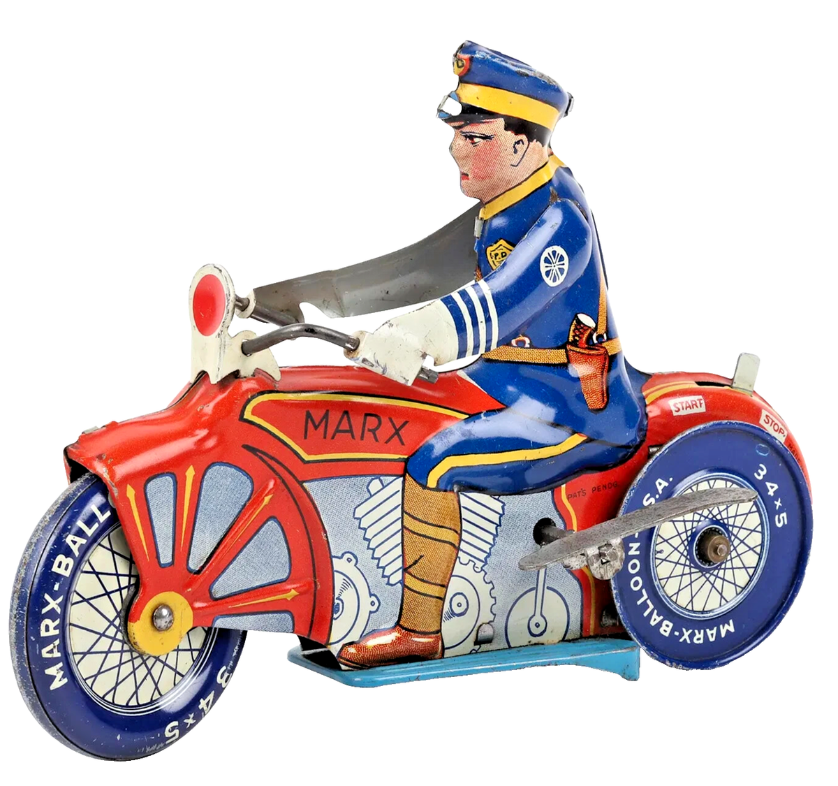 Vintage Louis Marx Tin Litho Police Windup Motorcycle | eBay