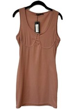 Nasty Gal Women's size 10 Ribbed Mini Dress Blush Stretch, Soft NWT!
