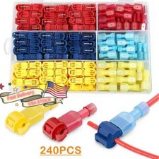 Quick Splice T-Tap Insulated Crimp Terminals Kit Spade Wire Connectors 240pcs US