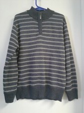 Street Rules Clothing Co Boys Sweater Blue Grey Stripe Zip Size 8