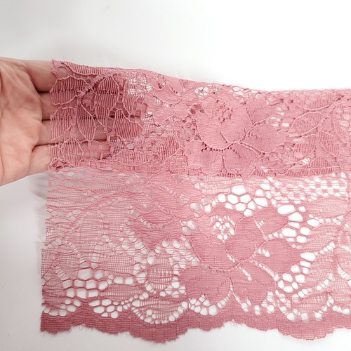 Floral Lace Trim Rod Pocket Mauve Pink Sewing Craft Valance 7" Vintage 90s - Picture 4 of 5