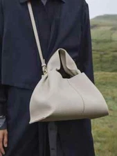 Polene Women's Leather Hand Bill Shoulder Crossbody Bag Cloud Bag Chalk White