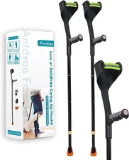 Forearm Crutches Pair, Folding Forearm Crutches Lightweight Adjustable，With Rubb