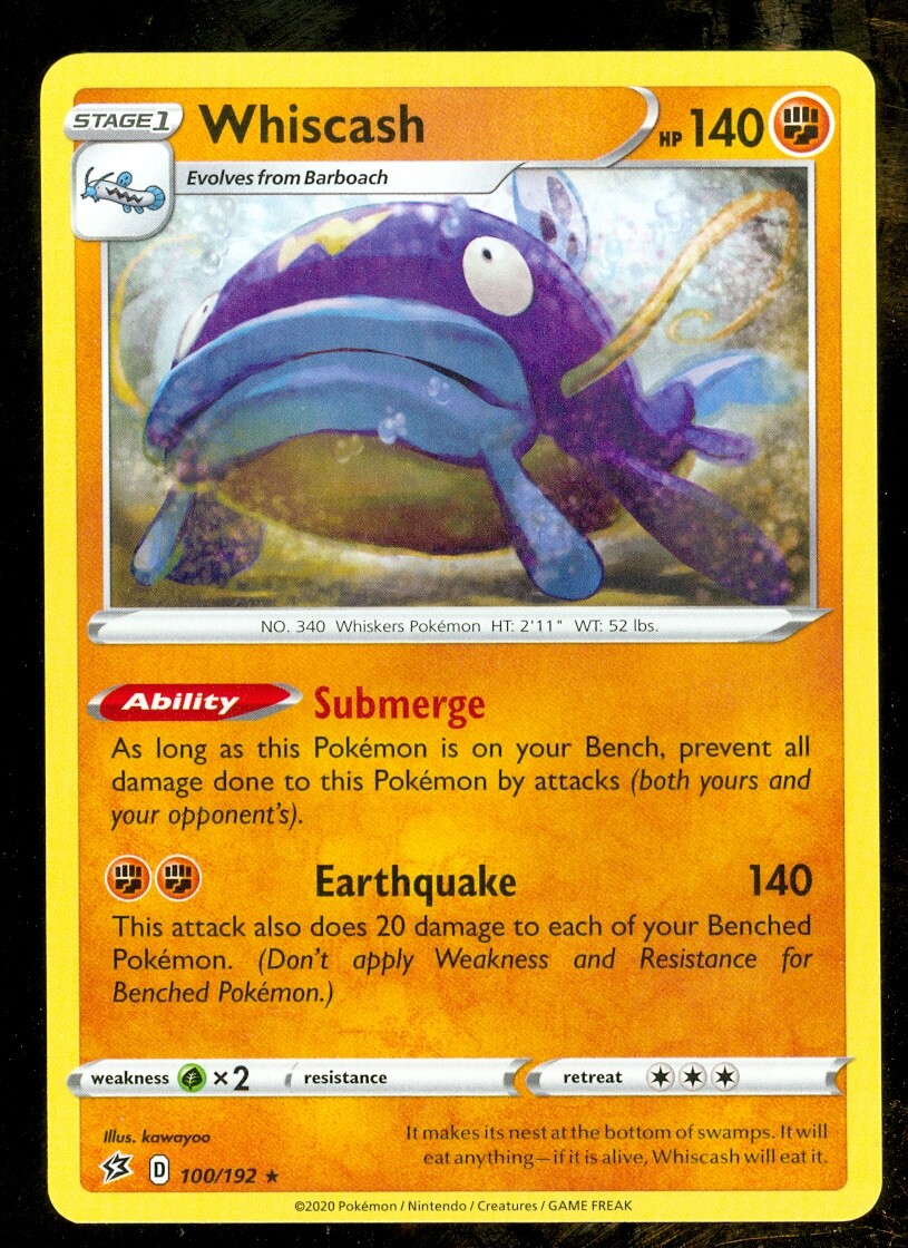 whiscash pokemon card value Pokemon WHISCASH 100/192 Rebel Clash - RARE