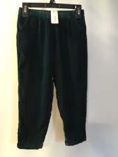 GYMBOREE GIRLS CRUSHED VELVET Pine green PANTS W pockets  elastic waist. XS D9