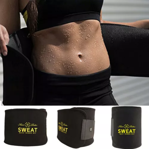 Men Womens Sweat Waist Trimmer Belt Sweat Wrap Tummy Stomach Fat Burning Workout - Picture 4 of 18