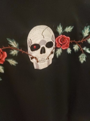 Scully Shirt Pearl Snap Skull Roses Cowboy Medium Vintage Gene KISS Rockabilly - Picture 8 of 13
