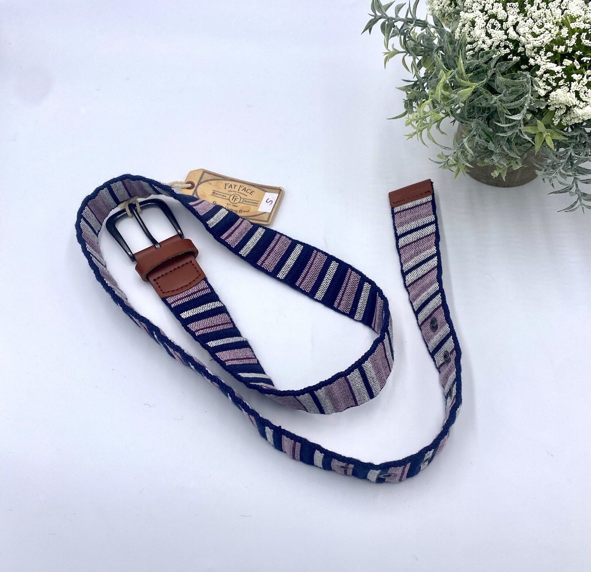 Men's Fatface Vertical lined Purple US SZ Med NWT Buckle Belt