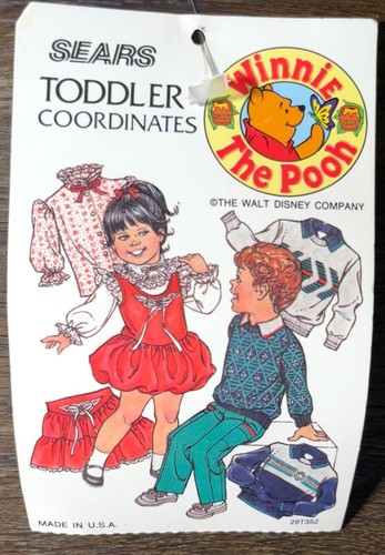 Vintage 1980s Sears Winnie the Pooh Toddler Sweater 2T Blue Knit Geometric NWT - Picture 4 of 5