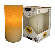The Amazing Flameless Candle Pillar Carved Ivory 6" LED with Timer Flicker Light