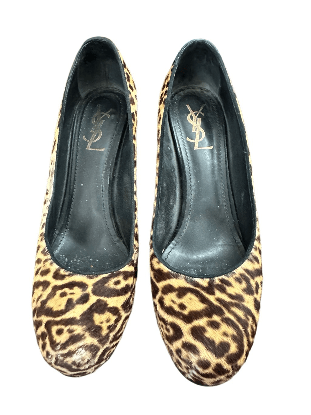 Saint Laurent Paris décolleté platform tributo capelli pony stampa leopardata beige marrone S