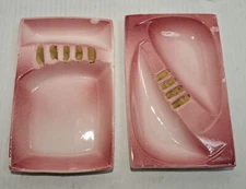 Vintage Ashtrays Relco Japan Ashtray Ceramic Pink White Brown Collectible 