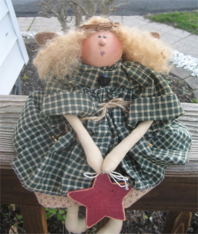 Angel wooden country angel sitting angel