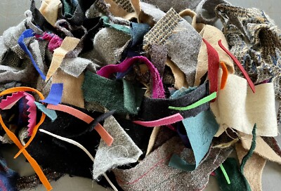 FELTED WOOL FABRIC SM SNIPPETS SCRAP PIECES ~ APPLIQUE FIBER ART CRAFT+ 4 oz BAG