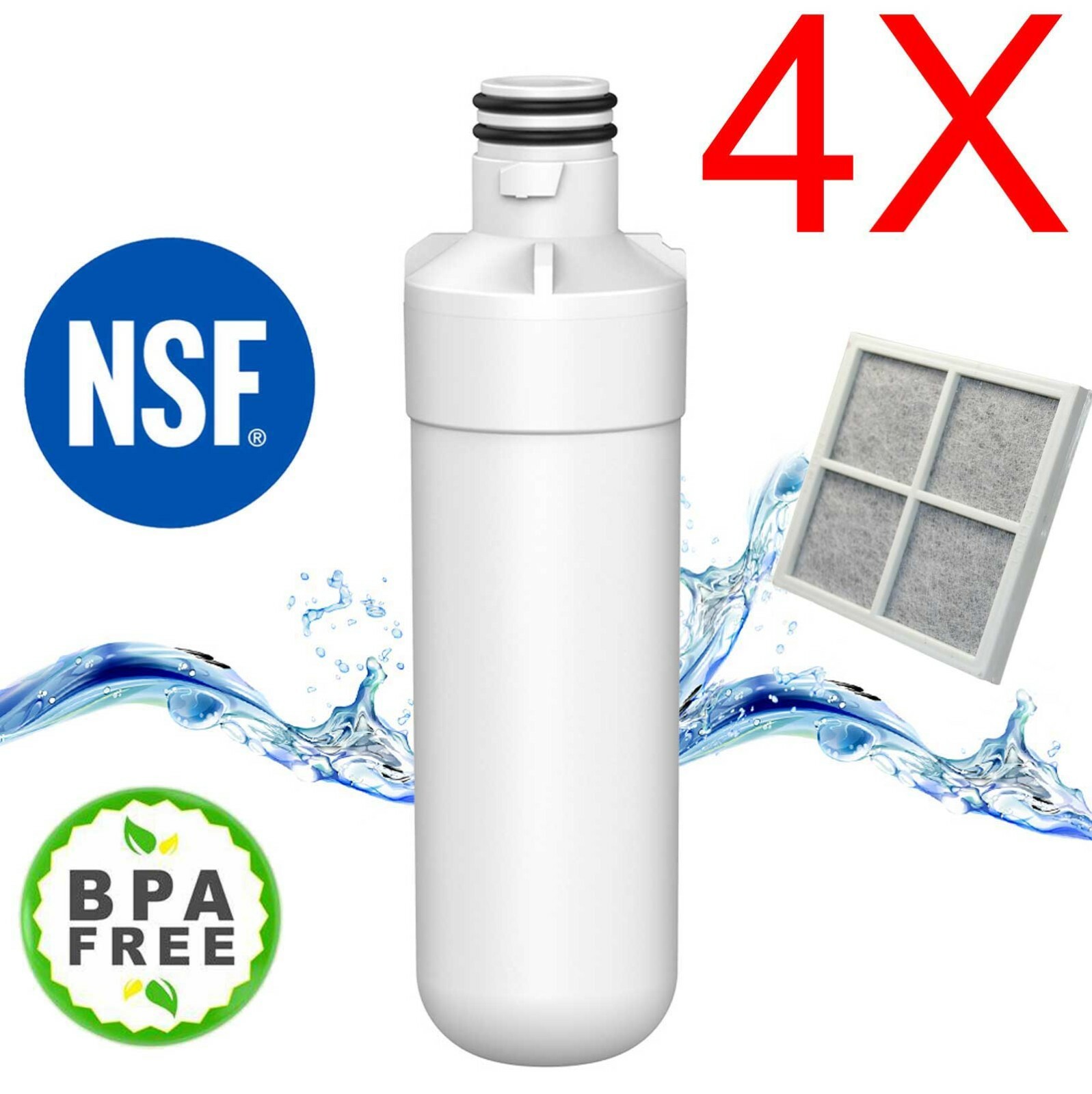 4X Fridge Water Filter LT1000P + 4X Air Filter for LG GFD708BSL,GF