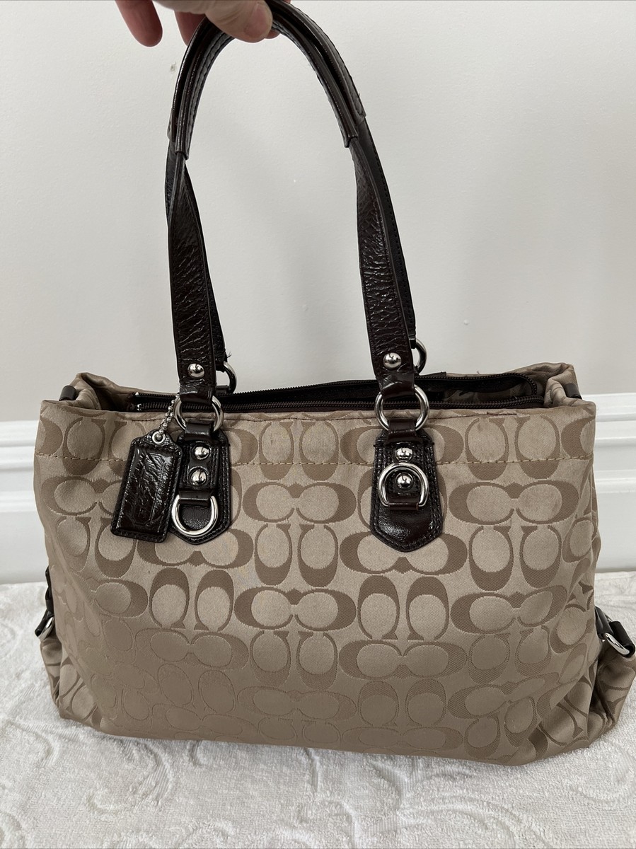 COACH Ashley Signature Khaki Brown Cross Body Satchel Hand Bag