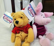 Christmas Plush Winnie the Pooh and Piglet Disney Store 8" MIni Beans NWT