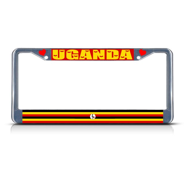 UGANDA COUNTRY FLAG Metal License Plate Frame Tag Border Two Holes eBay