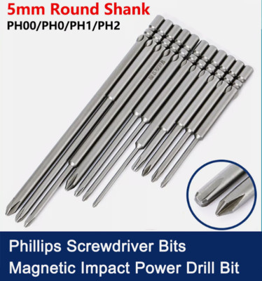 5mm Round Shank Phillips Screwdriver Bits PH Magnetic Impact Power Drill Bit