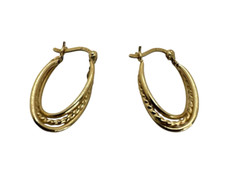 Solid 14K Yellow Gold Triple Oval Intertwined Twist Hoop Earrings