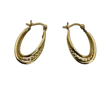 Solid 14K Yellow Gold Triple Oval Intertwined Twist Hoop Earrings