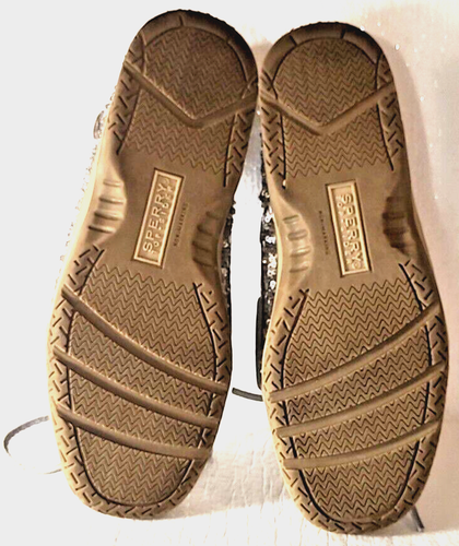 Women Sperry Top-Sider Slip On Loafers Boat Shoes SZ 5 Leather Silver Sequin - Picture 16 of 18
