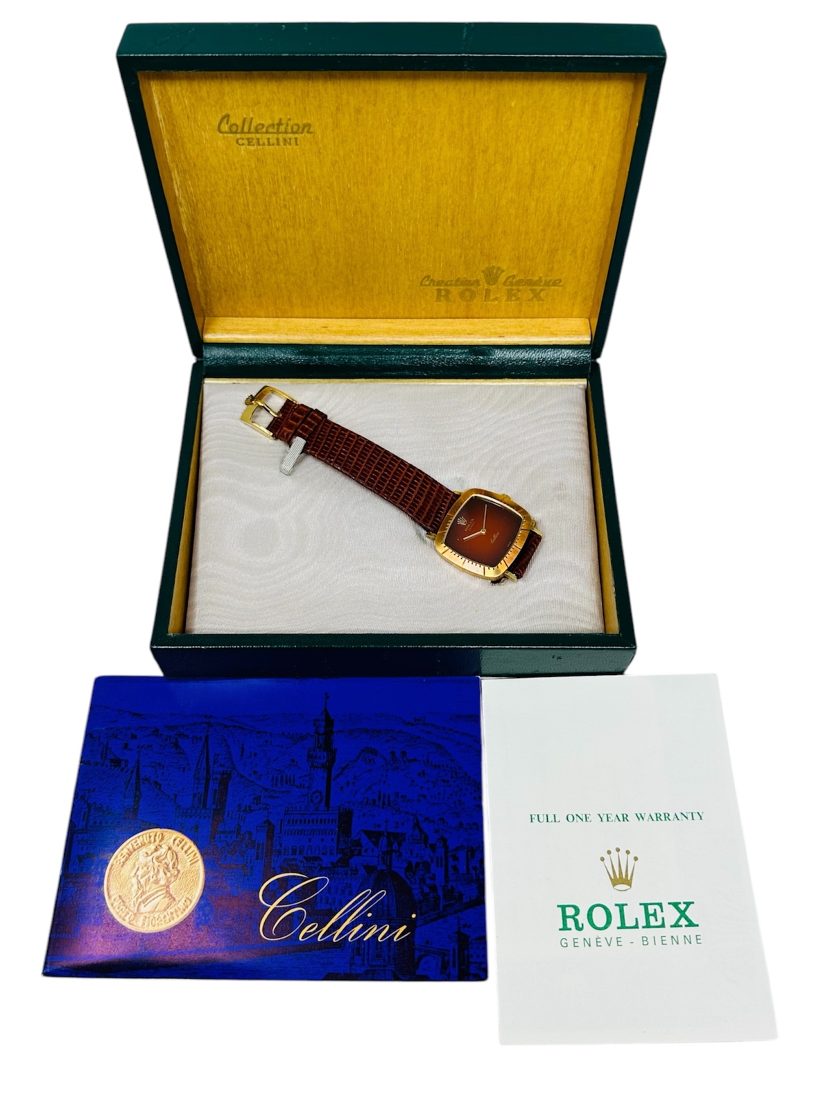 Rolex Cellini 4084 Red Vignette Dial One Owner Full Set *Unpolished* image 4