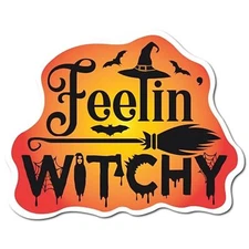 Halloween Feelin' Witchy Spooky Funny Holiday Magnet Decal, 5x4 In, Automotive