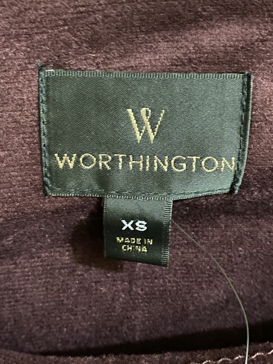 WORTHINGTON Burgundy Zip-Up Motorcycle Style Faux Leather Jacket