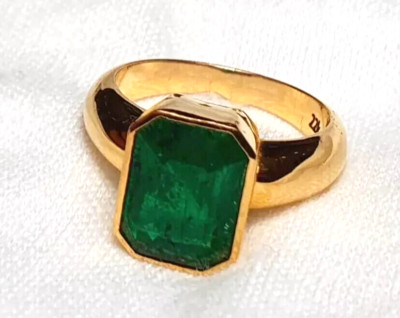Pinky GR: 5 US Herren natürlicher Smaragd Edelstein 14K Gelbgold Solitär Ring