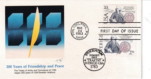 STAMP US SCOTT 2036 "Franklin & Treaty With Sweden" 20 CENT  1983 FDC - A