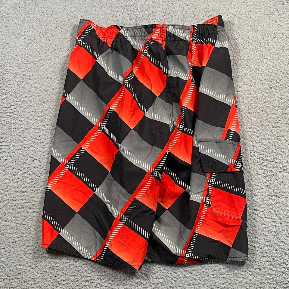 Hang Ten Swim Shorts Mens XL Elastic Back Waist Pockets Mesh Lined Geometric - Image 2 of 4