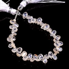 Natural White Zircon Gemstone Pear Shape Faceted Beads 7X5X4 mm Strand 4" E-1401