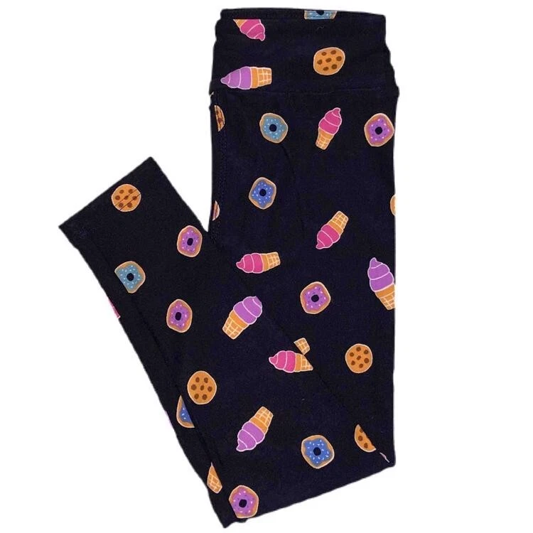 NWT LuLaRoe OS One Size Leggings Ice Cream Donuts Cookies Desserts Navy Blue