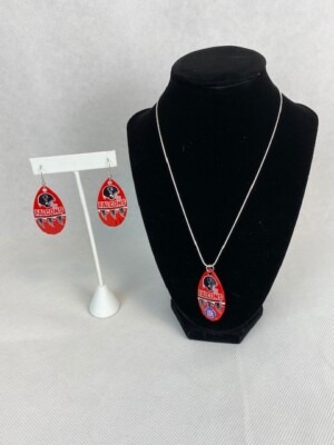 NFL Atlanta Falcons Vintage Teardrop Spinner Earrings & Necklace Set