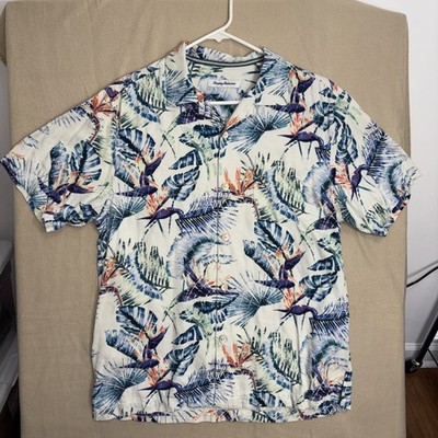 Tommy Bahama Silk Hawaiian Shirt Mens M Travel Tropics Continental (B1016)