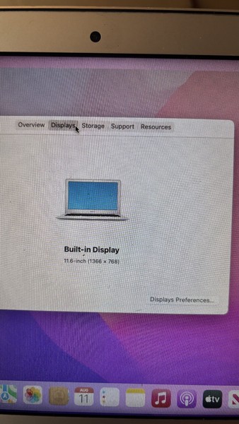 MacBook Air 11" doble núcleo I5 1.6GHz 8GB RAM 128GB SSD macOS Monterey A1465 5