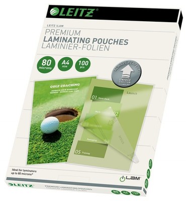 Leitz 74780000 Laminating Pouches Made of 80 Micron Thick Material (Transparent,