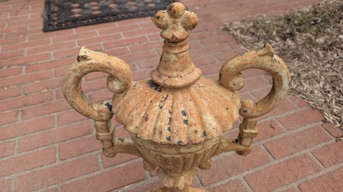 Antique 17.5” CAST IRON HALF URN FINIAL DECORATION HEAVY ARCHITECTURAL Victorian - Picture 2 of 15