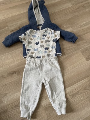 Carter s, Steppjacke mit Kapuze, Kurzarmbody und Hose, für 9 monatiges Baby
