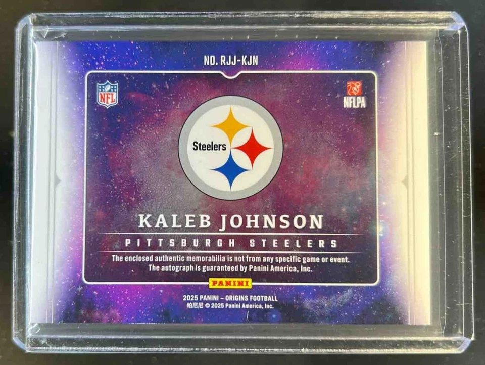2025 Origins Kaleb Johnson Rookie Jumbo Jersey Auto RC #RJJ-KJN Steelers - Image 2 of 2